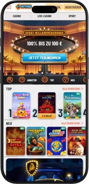 Wyns Casino Hauptseite